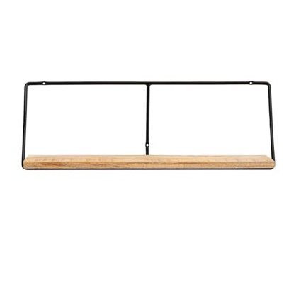 House Doctor NATURE Półka Ścienna Czarna 70 cm Blat Drewniany Mango