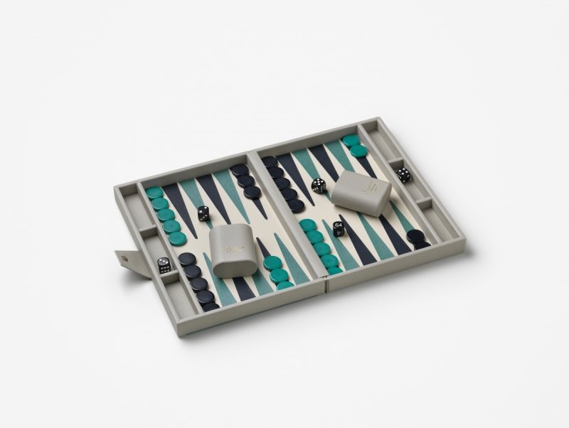 Printworks GAMES Zestaw do Gry Reverra - Backgammon / Szaro - Zielony