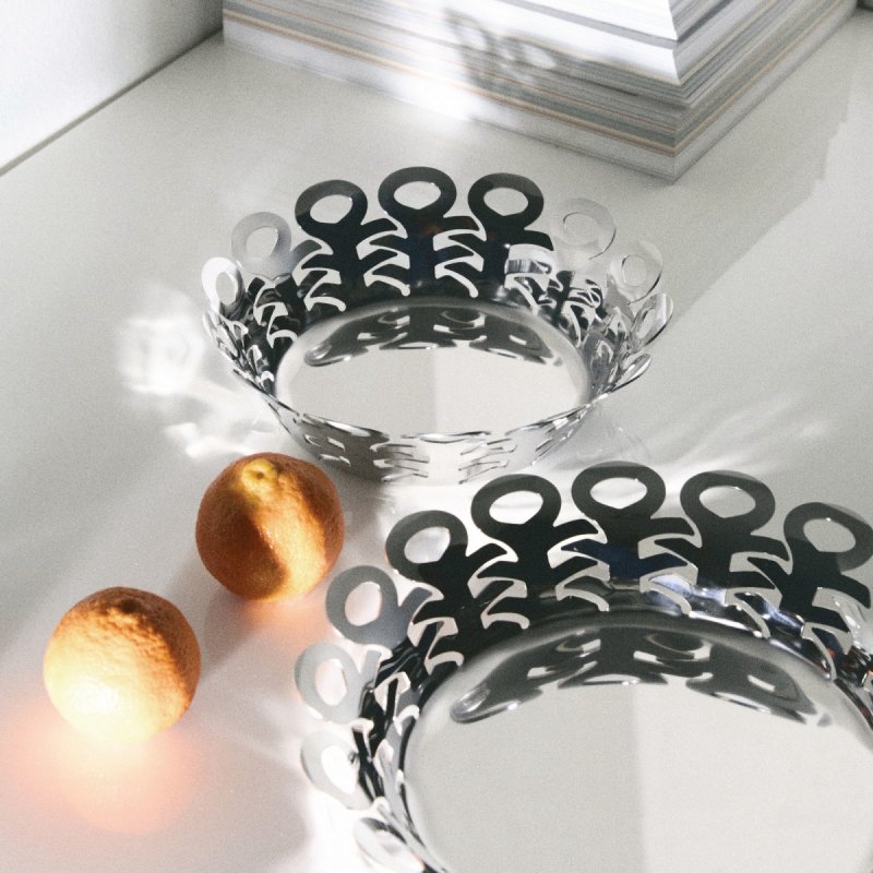 Alessi VIMINI Stalowy Kosz - Misa Dekoracyjna 22 cm / Srebrna Połysk