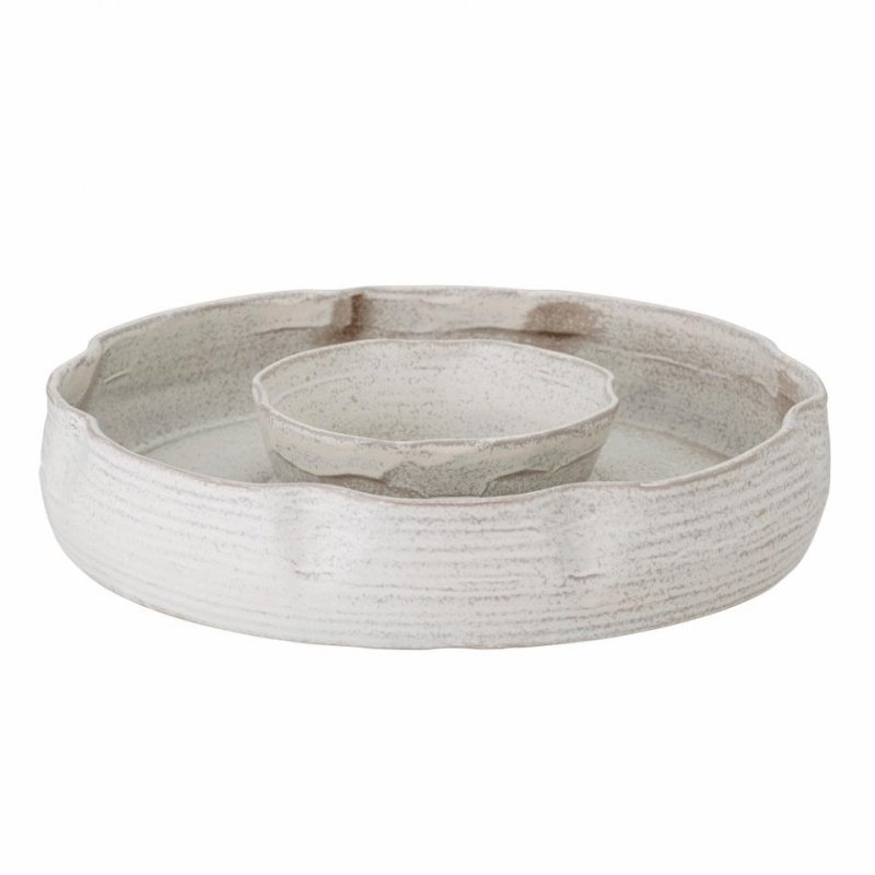Bloomingville LEDA Ceramiczna Misa - Taca Dekoracyjna / Szara