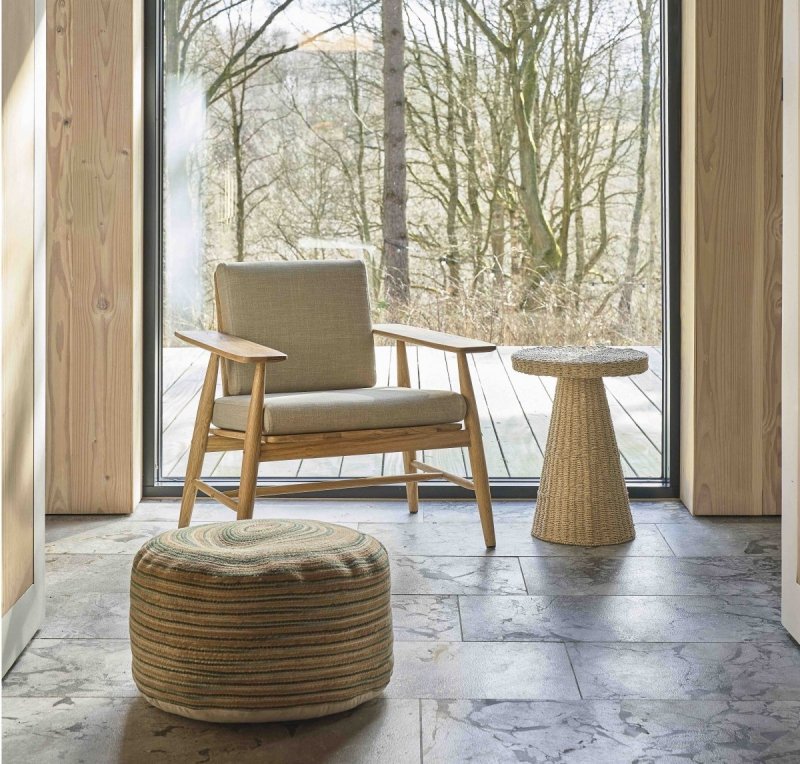 Villa Collection VAREL Okrągły Stolik Pomocniczy / Naturalny
