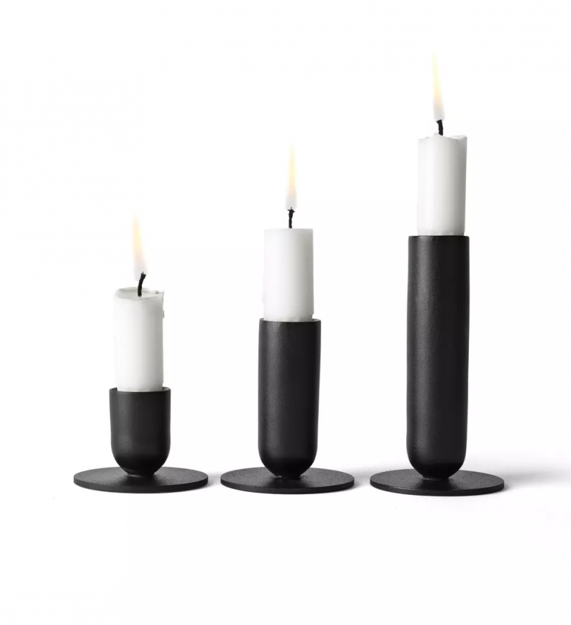 Menu LUSTER Świecznik Stołowy - Zestaw 3 Świeczników / Czarny