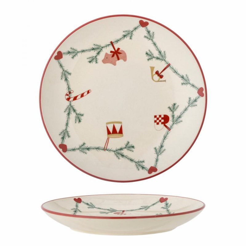 Bloomingville CHRISTMAS YULE Świąteczny Talerz Obiadowy 25,5 cm