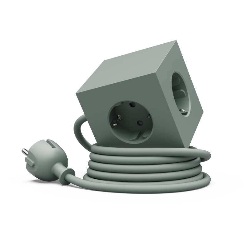 Avolt SQUARE 1 Listwa Zasilająca z Podwójnym USB-C i Magnetyczną Podstawą 3 m / Zielony