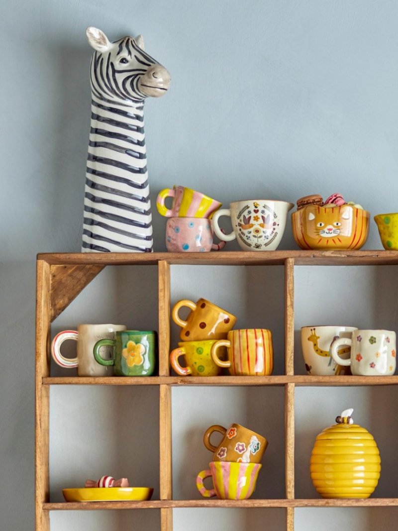 Bloomingville KITTIE Ceramiczny Zestaw Naczyń dla Dzieci z Motywem Kotka / 3 El.