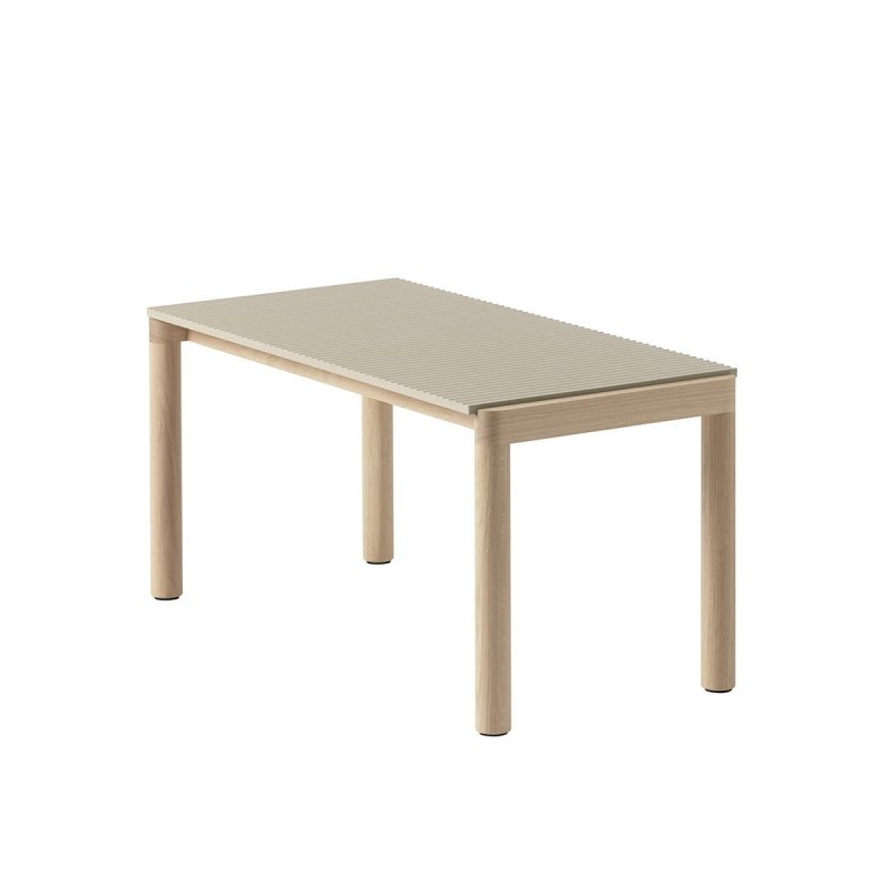 Muuto COUPLE Stolik Kawowy z Ceramicznym Blatem 84x40 cm / Jasny Dąb - Blat Wavy Piaskowy Sand