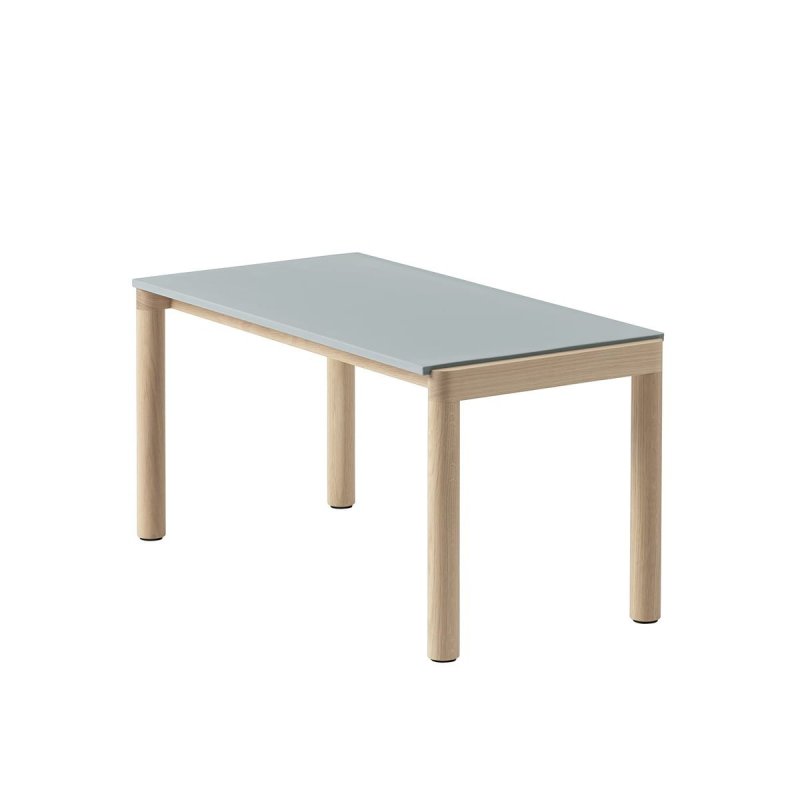 Muuto COUPLE Stolik Kawowy z Ceramicznym Blatem 84x40 cm / Jasny Dąb - Blat Gładki Niebieski Pale Blue