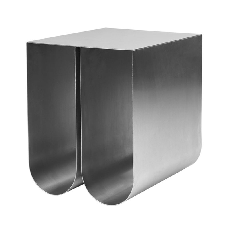 Kristina dam studio CURVED Stalowy Stolik Pomocniczy - Boczny / Srebrny