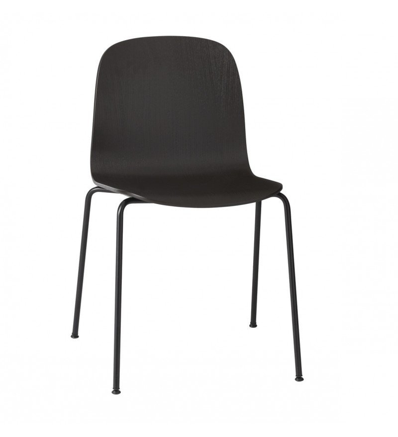 Muuto VISU TUBE BASE Krzesło Drewniane na Stalowej Ramie - Czarne 2 Szt.