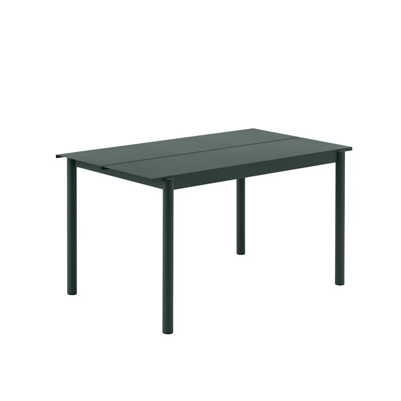 Muuto LINEAR Ogrodowy Stół Stalowy 140 x 75 cm / Ciemnozielony
