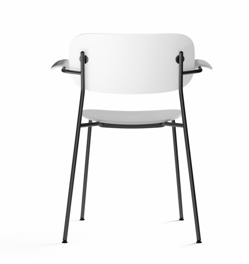 Audo CO OUTDOOR Krzesło Zewnętrzne Ogrodowe z Podłokietnikami / Białe - Rama Czarna