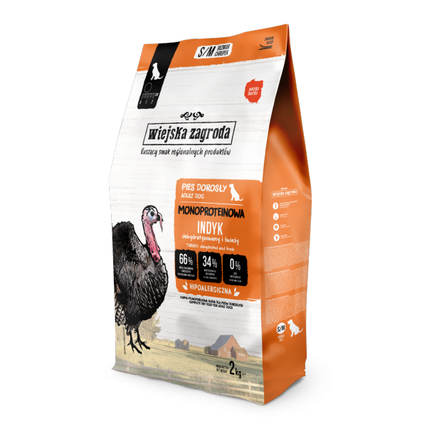 Karma sucha dla psa Wiejska Zagroda Monoproteinowa Indyk S/M 2 kg