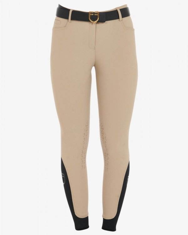 Equestro Women's slim fit grip breeches with logo incense