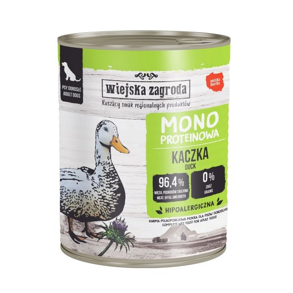 Karma mokra dla psa Wiejska Zagroda Kaczka monobiałkowa 800 g