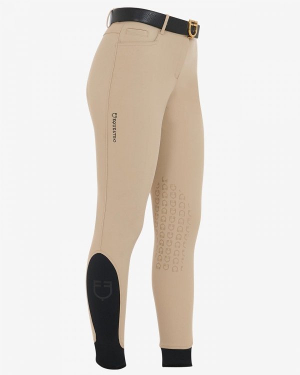 Equestro Women's slim fit grip breeches with logo incense