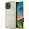 Guess Saffiano Peony Classic Logo MagSafe - Etui iPhone 16 Pro (złoty)