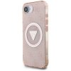 Guess IML Metal Glitter 4G Circle Triangle MagSafe - Etui do iPhone 16e (różowy)