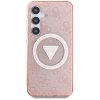 Guess 4G Glitter Triangle Buttons MagSafe - Etui do Samsung Galaxy S25 (różowy)