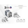 Energizer Ultimate - Ładowarka sieciowa podróżna Multiplug EU / UK / US GaN USB-C & USB-A 38W PD + QC3.0 (Srebrny)