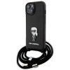 Karl Lagerfeld Crossbody Saffiano Monogram Ikonik Metal Pin - Etui iPhone 15 (czarny)