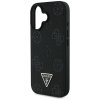 Guess Grained Hot Stamp Peony Triangle Logo MagSafe - Etui do iPhone 16 (czarny)