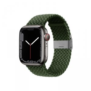 Crong Wave Band – Pleciony pasek do Apple Watch 44/45/46/49 mm (zielony)