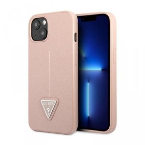Guess Saffiano Triangle Logo Case – Etui iPhone 14 Plus (różowy)