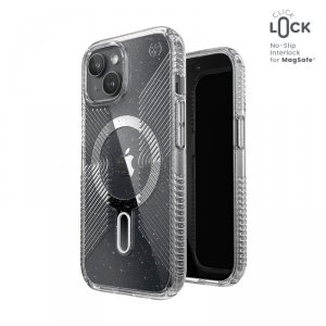 Speck Presidio Lux Grip ClickLock & MagSafe - Etui iPhone 16e / iPhone 15 / iPhone 14 / iPhone 13 (Clear / Platinium Glitter / C
