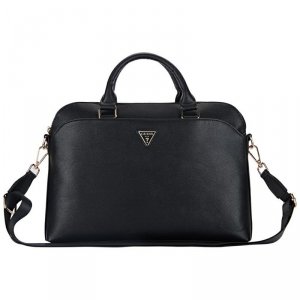 Guess Grained Zipper Pocket Triangle Logo - Torba na notebooka 15 (czarny)