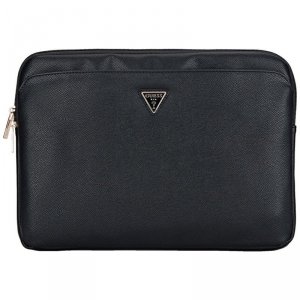 Guess Grained Zipper Pocket Triangle Logo Sleeve - Etui na notebooka 14 (czarny)