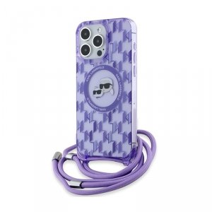 Karl Lagerfeld IML Crossbody Monogram Karl & Choupette Head MagSafe - Etui iPhone 15 Pro Max (fioletowy)