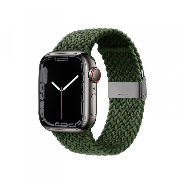 Crong Wave Band – Pleciony pasek do Apple Watch 44/45/46/49 mm (zielony)