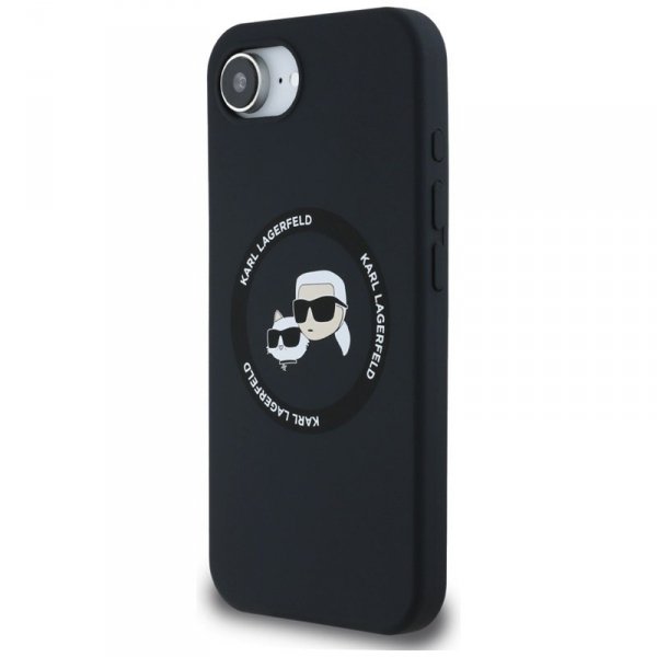 Karl Lagerfeld Silicone Karl & Choupette Heads MagSafe - Etui do iPhone 16e (czarny)