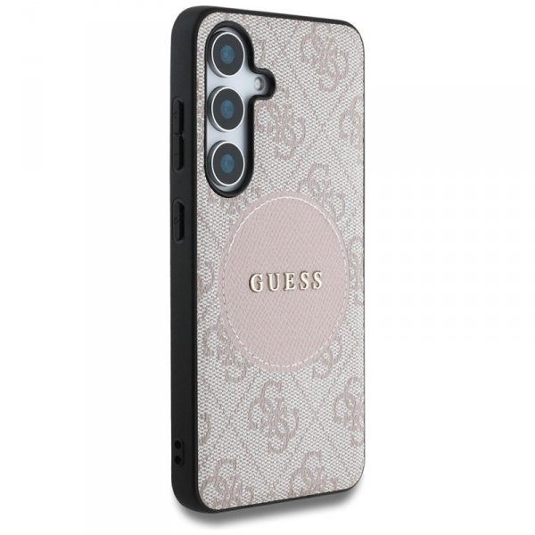 Guess 4G Round Patch Classic Logo MagSafe - Etui do Samsung Galaxy S25+ (różowy)