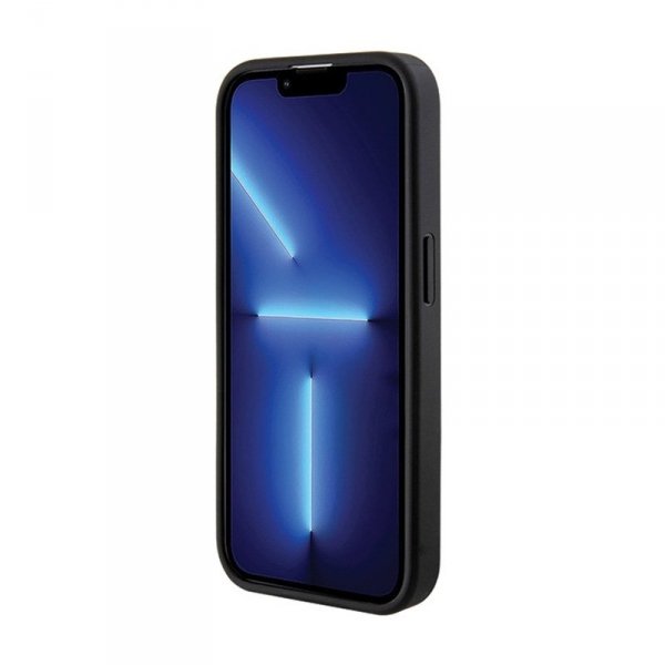 Guess Grip Stand 4G Saffiano Strass Logo - Etui iPhone 15 Pro Max (czarny)