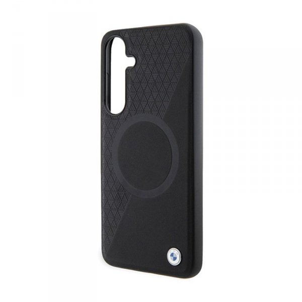 BMW Leather Half Textured & Circle MagSafe - Etui Samsung Galaxy S24 (czarny)
