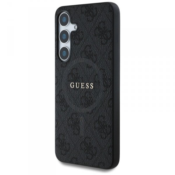 Guess Leather 4G Colored Ring Classic Logo MagSafe - Etui do Samsung Galaxy S25 (czarny)