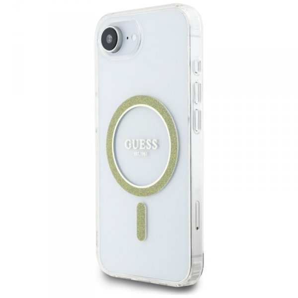 Guess IML Glitter Circle MagSafe - Etui do iPhone 16e (przezroczysty)