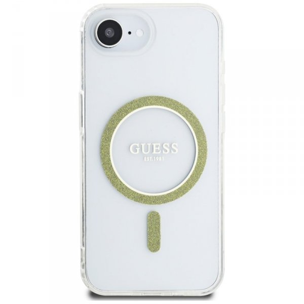 Guess IML Glitter Circle MagSafe - Etui do iPhone 16e (przezroczysty)