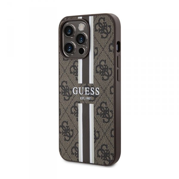 Guess 4G Printed Stripes MagSafe - Etui iPhone 13 Pro (Brązowy)