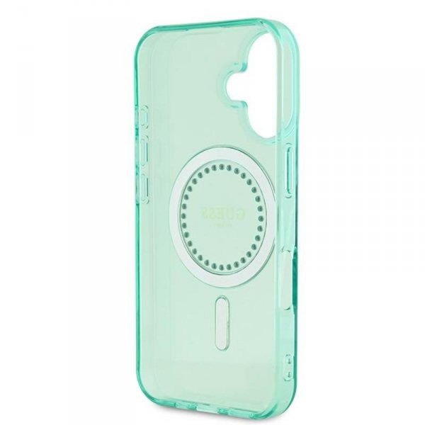 Guess IML Rhinestones MagSafe - Etui iPhone 16 (zielony)