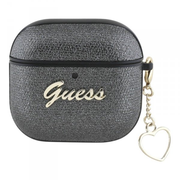 Guess Metallic Script Charm - Etui AirPods 4 (czarny)