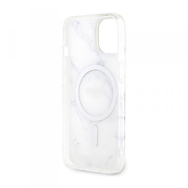 Guess Marble MagSafe - Etui iPhone 14 Plus (Biały)