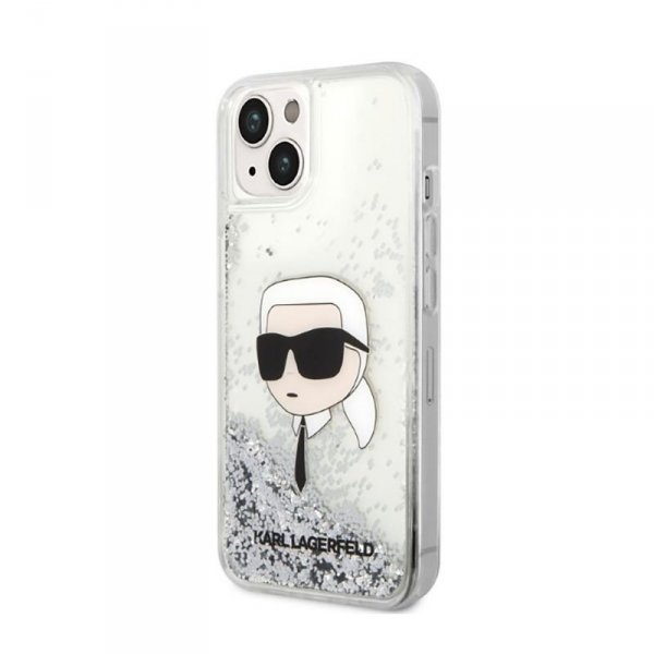 Karl Lagerfeld Liquid Glitter NFT Karl&#039;s Head - Etui iPhone 14 Plus (srebrny)