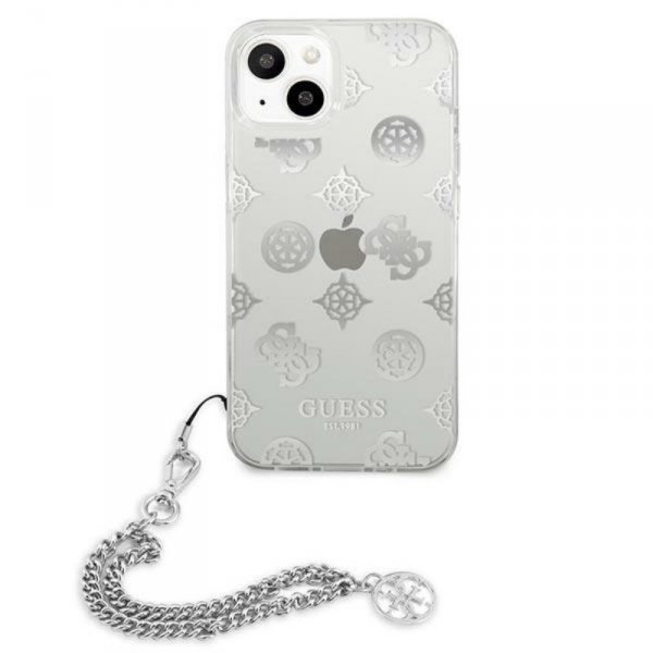 Guess Peony Chain Handle - Etui iPhone 13 mini (srebrny)