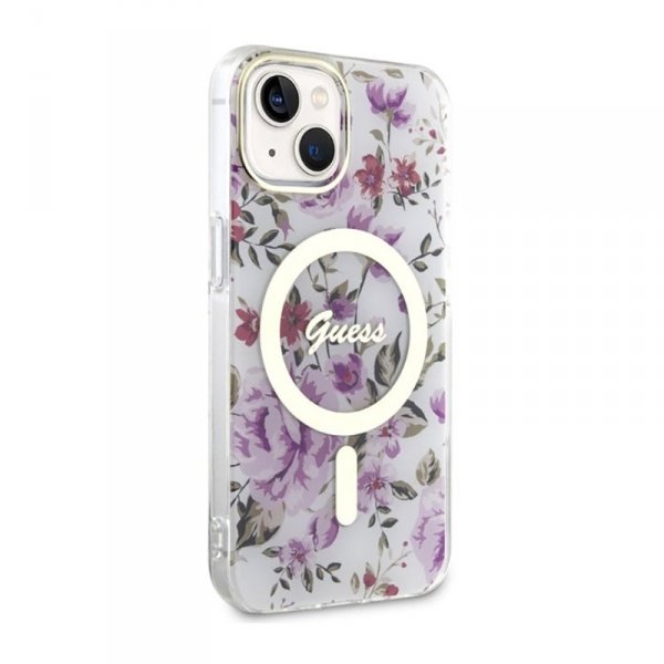 Guess Flower MagSafe - Etui iPhone 14 (Przezroczysty)
