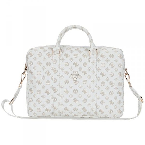 Guess 4G Peony Front Pocket Zipper Triangle Logo - Torba na notebooka 16&quot; (biały)
