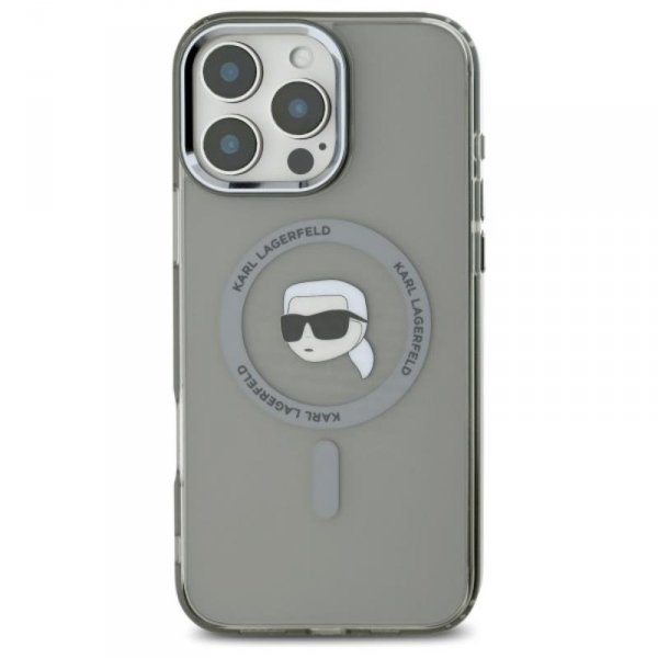 Karl Lagerfeld IML Metal Karl Head MagSafe - Etui iPhone 16 Pro (czarny)