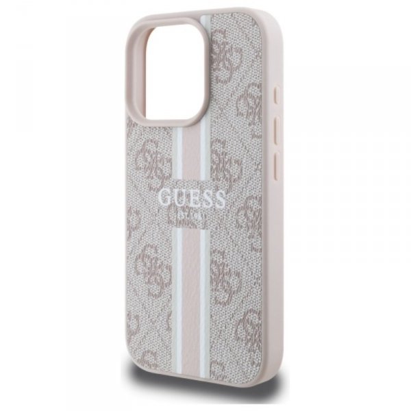 Guess 4G Printed Stripes MagSafe - Etui iPhone 16 Pro Max (różowy)