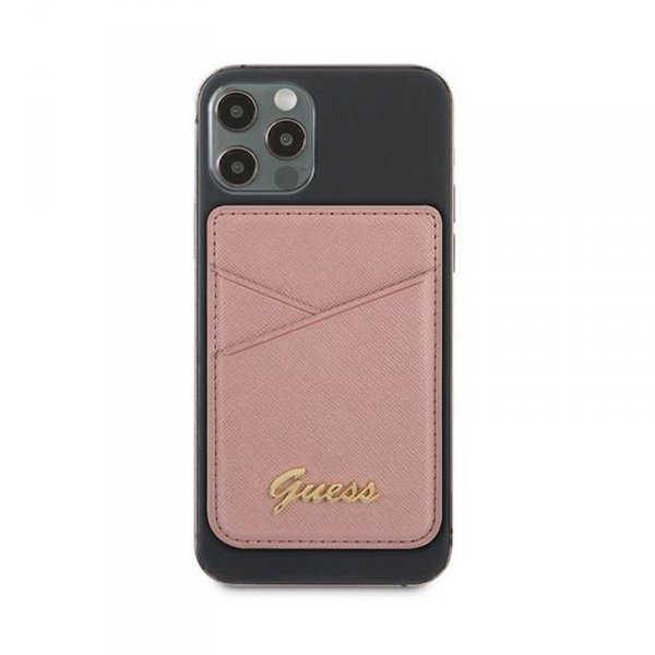 Guess Wallet Card Slot MagSafe Saffiano - Portfel magnetyczny (różowy)